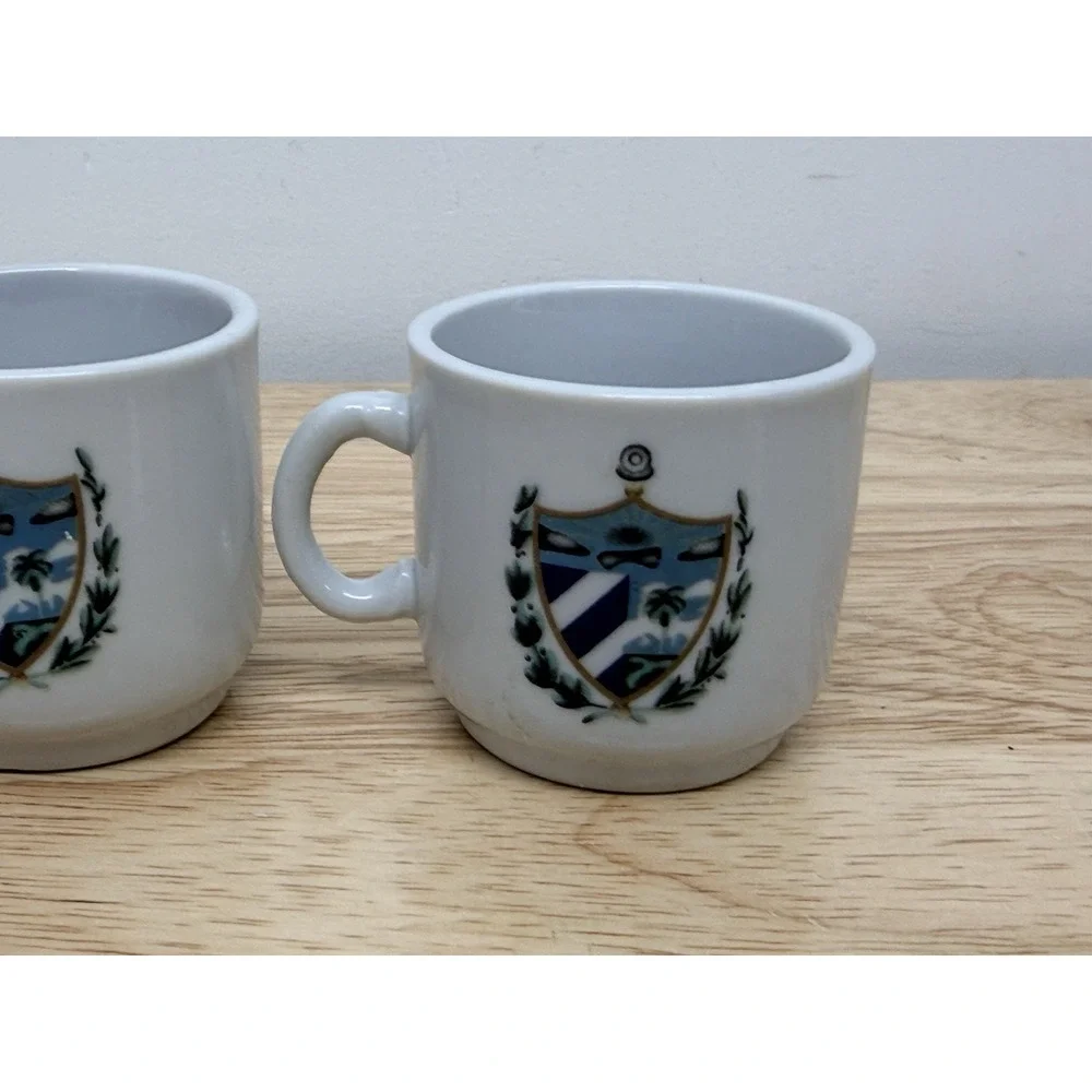 Set of 4 Cuban Espresso Cups Cuba Coat of Arms White Ceramic Demitasse #1